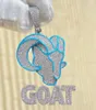 Necklaces Gold Silver Color Blue Enamel Micro Pave 5A Cubic Zirconia CZ Cute Animal Letter Goat Hip Hop Iced Out Pendant Necklace