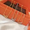Varumärkes Horseshoe Designer Pendant Neckor For Women Gold Shining Bling Crystal Diamond Link Chain Choker Letters Necklace Jewelry Gift