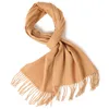 Scarves 200x35cm Pure Wool Winter Scarf Women Warm Shawls And Wraps For Ladies Solid Long Big Blanket Foulard Pashmina