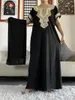 Ethnic Clothing 2023 Arrival African Embroidery Black Kaftan Soft Dress With Scarf Islam Women Muslim Long Lady Clothes Abaya