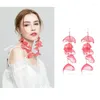 Boucles d'oreilles mode bohème longue pétale de Rose grand pendentif gland pour femme déclaration mariage fleur rouge bijoux