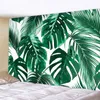 Tapisserier Vackra gröna blad Tapestry vägg hängande sandstrand Picknickmatta camping tält sovkudde hem dekor sängöverdrag plåt
