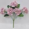 Decorative Flowers Five-head Artificial Silk Hydrangea Simulation Fake Flower Wedding Bridal Bouquet Home Restaurant Balcony Garden