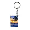 Keychains Lanyards 7 Style Double Sided Heat Transfer Pendant Sublimation Blank Metal Keychain Lage Decoration Key Ring Diy Gift D Dhml2