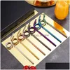 Pailles à Boire 304 Acier Inoxydable Incurvé Sts Métal Ménage Creative Cocktail Boisson St Réutilisable Bar Outils 7 Couleurs Drop Delivery Dhsee