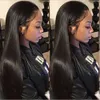 Perucas dianteiras de renda para mulheres pretas cabelos lisos lisos de renda de renda longa seda reta Natural Wig Resistente a fibra