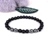 Strand 2023 Simple Obsidian Elastic Armband Men's Hematite 8mm Beads Black Fashion Jewelry Pulsera Hombre Parfyes Mujer