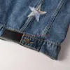 مصمم الملابس Amires Am Denim Jacket 451 Trend Marnes Amies New Denim Coat Pink Star Blue Denim Top Men's Jacket Slim Fit Trend Casual Fashion Jean Outerwear