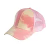 7 farben Tie Dye Candy Farbe pferdeschwanz Baseball Kappe Frauen Messy Bun Baseball Hut Snapback Caps Net Oberfläche Atmungsaktive Casual hüte de322