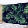 Tapisserier Vackra gröna blad Tapestry vägg hängande sandstrand Picknickmatta camping tält sovkudde hem dekor sängöverdrag plåt