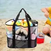 Storage Bags Mesh Beach Bag Tote Gym Sand Toy Large Towels Cosmetic For Vacation Swimming Pool Outdoor Sports