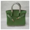 BK Tote Bag 2024 Top Cowhide Påsar Green Hand Hold One Shoulder Crossbody Leather Women's Small