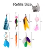 Toys 10st Cat Cat Wand Toy Refills Cat Feather Toys Accessories For Cat Fishing Pole Assorted Teaser Refills With Bell för inomhuskitten G230520