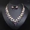 Necklace Earrings Set Elegant Charm Crystal Jewelry Bridal Wedding Rhinestone Sets For Women Chain Collar Nigeria Dubai Choker