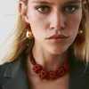 Halsband Temperament handgewebte Halskette für Frau Retro Barock übertriebene Perlen Schlüsselbeinkette