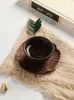 Table Mats Natural Walnut Wood Placemats Four-Leaf Coasters Flower Shaped Decor Heat Resistant Drink Mat Coffee Cup Pad