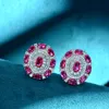 Vintage Ruby Diamond Stud Earring 925 Sterling Silver Engagement Wedding Earrings for women Bridal Statement Party Jewelry