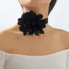 Overdreven Goth Big Rose Flower Korte Choker ketting voor vrouwen Wed Bruidal sleutelbeenketen Y2K Accessoires Neck sieraden