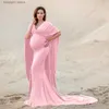 Maternidade Vestidos de beleza europeia Mercerizada algodão com chiffon gestante gestante vestido cauda vestido longo vestido de Natal T230523