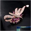 Broches Broches Nouvelle Femme Cristal Pierre Broche Classique Or Rose Couleur Fête Pour Les Femmes Dainty Fleur De Mariée Amour Fac Dhgarden Dhsbl