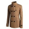 Trenchs Homme SYB 2023 Slim Fit Long Coat Warm Double Breasted Peacoat Jacket Beige1