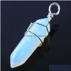 Pendant Necklaces Natural Gem Stone Beads Hexagonal Pointed Reiki Chakra Wire Wrapped Charm Jewelry Bn306 Drop Delivery Pendants Dhoam