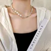 Kettingen enkele parel hanglanke ketting voor dames zomer elegante imitatie parels metal mode choker trouwfeest Koreaans sieraden cadeau