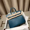 Bag Tote Ceiling Handmade Platinum Wax Thread Himalayan Crocodile Leather 25 Classic Premium Women's Handheld Shoulder