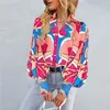 Camicetta con stampa Camicia elegante con volant Camicetta Crop Top Top Donna Estate manica lunga Pullover Camicetta ampia Camicie Top da lavoro