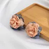 Pendientes de tuerca flor de tela esponjosa grande para mujer, moda elegante verano boda 2023, accesorios de joyería de moda para mujer