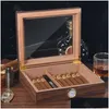 Cigar Accessories Exquisite Case Glass Display Box Creative Cigars Storage Boxes With Hygrometer Crafts Collection Christmas Gift Dr Dha82