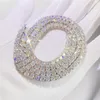 Necklaces Luomansi Real 3MM All Moissan Diamond Tennis Necklace Passed Diamond Test S925 Sterling Silver High Jewelry Party Wedding