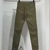 Hole Street amari Denim 851 amirl Army amirlies ires Jeans am Pants amis ies High imiri Fashion amiiri Green Broken Designer Clothing Patch Elastic Slim Fit Porté EWWQ