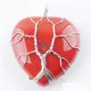 Pendant Necklaces Natural Stone Beads Tree Of Life Pendants Siers Color Wire Wrap Weave Charms Reiki Love Heart Jewelry Bn362 Drop De Dh503