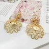 Knot Drop Earrings Women 24K Gold Plated Flower Jewelry Copper African Dubai Hollow High Quality Daily Wear Gift Party Anniversary