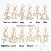 Keychains Lanyards 12 Constellation Alloy Diamond Keychain Bag Fashion Accessories Pendant Keyring Key Chain Drop Delivery DHD6X