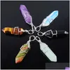 Pendant Necklaces Natural Gem Stone Beads Hexagonal Pointed Reiki Chakra Wire Wrapped Charm Jewelry Bn306 Drop Delivery Pendants Dhoam