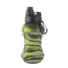 Vattenflaskor 550 ml Portable Sile Folding Bottle Outdoor Carabiner Telescopic Cup Camouflage Sports Kettles Mountaineering Cam Drop Dhmpo
