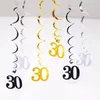 Other Event Party Supplies 6pcspack Spiral 18 21 25 30 40 50 60 70 80 90 Years Old Birthday Swirls Hanging Ornaments Black Gold Silver birthday Decor 230522
