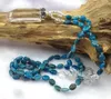 Necklaces YA3001 Clear Quartz Gold/Silver Pendant Blue Apatite Stone Nuggets Beads Knot Handmade Necklace