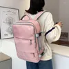 School Bags Pink Women Travel Backpack Water Repellent Anti-Theft Stylish Casual Daypack Bag With Luggage Strap USB Charging Port