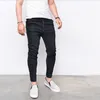 Heren jeans strakke passende mode denim voeten elastische broek veter-up mid-taist casual broek 2023 losse mannen