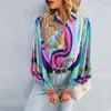 Drucken Bluse Elegante Rüschen Hemd Bluse Crop Top Tops Frauen Sommer Langarm Pullover Lose Bluse Shirts Arbeit Tops