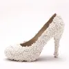 Scarpe eleganti Sandali stile di lusso per donna Fiore bianco Ballo da sala Tacchi alti Formale Elegante da sposa