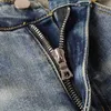 Jeans da uomo Abbigliamento firmato Amires Pantaloni denim High Street Amies Marchio di moda 882 Blu Gorilla Head Ricamo Stretch Hole Trend SliJI8A