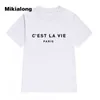 Camiseta Mens T Shirt Marka Yaz Moda Kadınlar Mujer Kısa Kollu Poleras Serin Tee Femme T-Shirts Paris Tshirts Pamuk Üstü