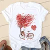 Camiseta camiseta casual top árbol de amor lindo leopardo estampado de estampado de manga corta de manga corta de verano camiseta gráfica para mujeres P230523