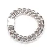 ブレスレットThe Bling King 15.5mm Half Baguettecz Circle Bracelet Silver Color in Stock Solid Back新年のギフトパンクスタイル