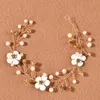 Hårklämmor Barrettes Bridal White Flower pannband Mjuka kedja Pärlor Bröllop Bride Headwear Edge Accessories Gifts For Women Decoration