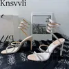 Hot Sale Snake Ankle Strap Sandals Woman High Heel Crystal Wedding Shoes Women Summer Stiletto Gladiator Sandals Women X230523